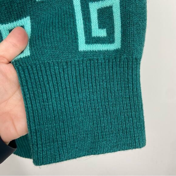 New & Other Stories Oversized Green Jacquard Knit Wool Blend Sweater Large - Picture 8 of 15